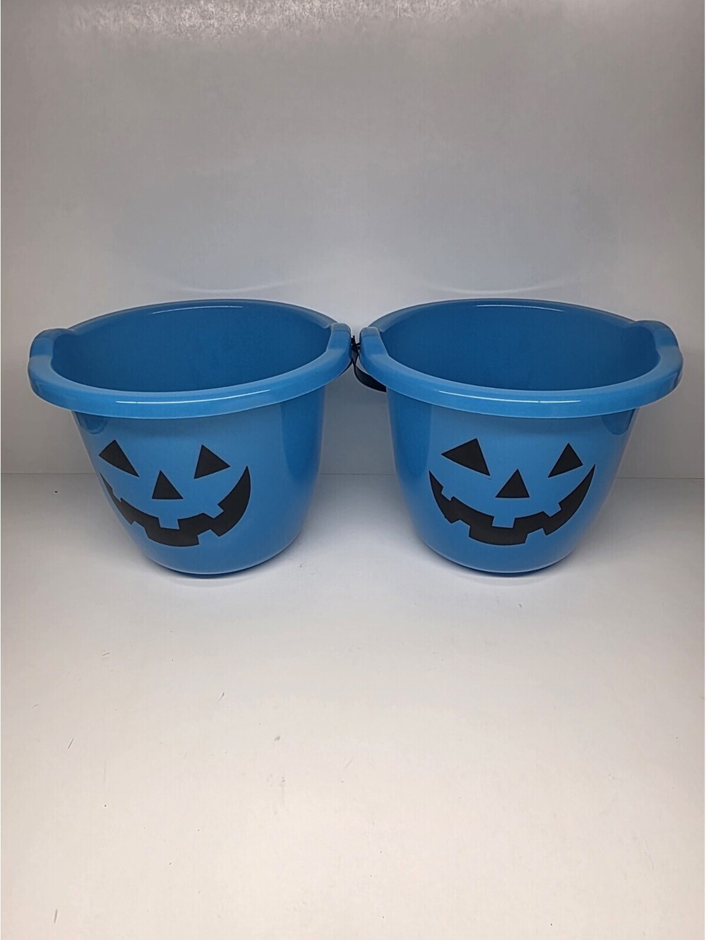 Blue 2 Pack Jack O Lantern Pumpkin Trick or Treat Candy Bucket Pail 8"